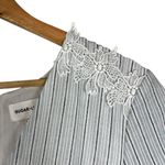 Sugar Lips Jumpsuit Womens M Blue Striped Crochet Cut Out Tie Front Cottagecore Photo 2