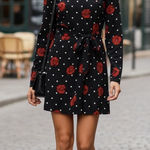 Saint Laurent  Silk Floral Rose Dot Mini Dress Size‎ 42 Photo 0