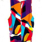 Karen Millen  Womens Abstract Woven Shell Top Sleeveless Round Neck Multi 10 Photo 9