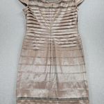 KM Collections by Milla Bell Womens Dress Size S Tan Satin Lace Trim Cocktail Photo 1