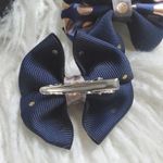 Hancrafted Navy Blue Polka Dot Hair Bow Set Photo 2