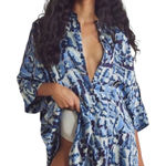 Free People  Goddess Blue Floral Cottagecore Boho Oversized Sleep Shirt Tunic  M Photo 0