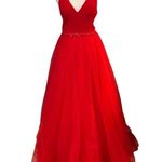 Ellie Wilde by Mon Cherie Womens Prom Dress Size 2 Red Formal Gala HOCO Photo 3
