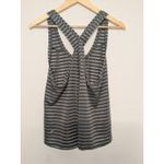 Zyia  Active Gray Nimbus Split Back Tank Top Size Medium Mesh Stripes EUC Photo 5