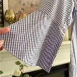 Van Heusen Preppy Gingham Popover Blouse Blue Pink Checkered Bow Neck XS Office Casual Photo 5