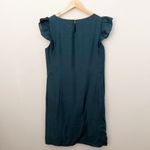 Anne Klein | Dark Teal Blue Green Flutter Sleeve Sheath Dress Lined | Size 12 Photo 4