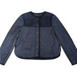 J.Crew EUC Navy Chevron Tweed Side Snap Topper Jacket Medium Photo 2