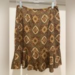 Loft VTG Ann Taylor Brown Medallion Print Mid-Length Skirt With Ruffle Hem - 8 Photo 12
