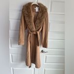 Sofia Cashmere Belted Genuine Shearling Trim Coat NWT 14 Tan Photo 5