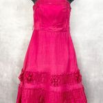 Y2K Coast Silk Dress Womens 8 Ruffled Dopamine Strapless Fairycore Maximalist Pink Photo 0