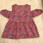 Lucky Brand  Floral‎ V-Neck Cold Shoulder Top Pink Small Photo 3