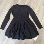 Commense Skater OldMoney Pleated Black Stretch Knit Sweater Mini Dress Medium Photo 2