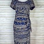 Vintage Blue Flower Doodle Art Teacher Sarong Faux Wrap Dress Photo 0