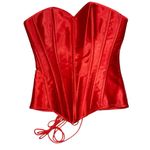 SHIRLEY of HOLLYWOOD Satin Lace Up Corset Red Size L Photo 1