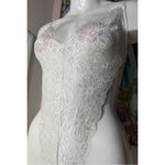 White Ivory Floral Lace Sheer Teddy Bodysuit Open Back L Size L Photo 2