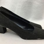 Stuart Weitzman Black Square Toe Block Heel Print Pump Shoes 8 Photo 2