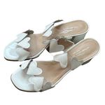 Brenda Zaro White Leather Heart Embellished Heels 37 Made In SpainT3589 Bridal Size 6 Photo 2