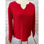Madewell  long sleeve‎ thermal shirt Red waffle knit Vneck Christmas Small Blouse Photo 8