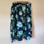 Talbots Top and Skirt Set Womens Lg/14 Blue Green Floral A-line Summer Spring Photo 6