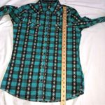 Wrangler Rock 47  Cowgirl Western Snap Front Shirt Size M Rodeo Embroidered Blue Photo 9
