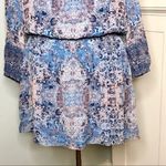 Joie  Aidee Blue Printed Silk Chiffon Long Sleeve Mini Dress Medium Photo 5