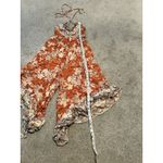 Angie  Burnt Orange Halter Jumpsuit Hawaiian Tropical One‎ Piece Ruffle Small Photo 4