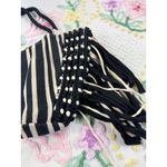 Striped Fringe Tote Bag Bohemian Purse Black Cream Woven Rope Handles Photo 1