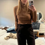 Tanya Taylor Camel Turtleneck Sweater LARGE Bodycon Merino Wool Designer $400 Photo 3