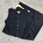 Eddie Bauer Womens Vintage Wide Whale Corduroy Jumper Button Midi Dress Black LP Photo 2