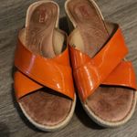 Born Leather Wedge Sandals Size 8 Medium Orange Photo 3