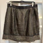 Loft Ann Taylor Metallic Gold & Black Wool Tweed Bouclé Skirt Size 10 Medium M Photo 0