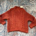 Universal Threads NWT Universal Thread Rust Chunky Cable Knit Mock Turtleneck Pullover Sweater M Photo 5