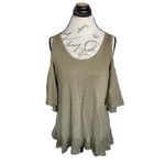 Chaser Womens Blouse Shirt Sz Large Linen Blend Cold Shoulder Rock Punk Edgy Y2k Photo 1