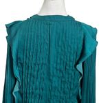 Anthropologie By Pintuck Blouse Long Sleeve Blouse Shirt Dark Turquoise Size S Photo 7