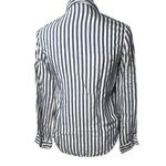 ZARA Basic Striped Button Down Shirt White Denim Size Small Photo 1