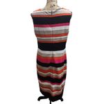 Kasper  Sheath Dress Size 12 Black Pink Orange Stripe Sleeveless Career Photo 1
