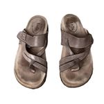 Taos The Perfect Sandal Women’s 9 Brown Leather Toe Loop Comfort Slide Shoes Photo 3