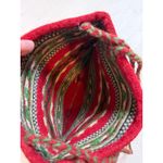 Vintage Vegetal Collecting Carrier Bag Woven Tapestry‎ Fringe Hippie Boho Red Photo 2