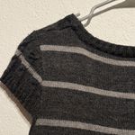 AB Studio  Gray Striped Sweater Dress Size L Short Sleeve Knit Winter Dress Mini Photo 8