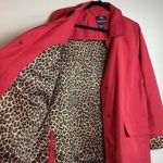 Dennis Basso SIZE MEDIUM RED LEOPARD PRINT LINING SNAP FRONT MID LENGTH JACKET Photo 8