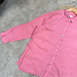 J.Jill  Love 100% Linen Essential Everyday Button-Front Shirt Longsleeve Pink XL Photo 5