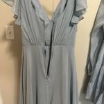 David's Bridal David’s Bridal Dusty Blue DayDream Dress with Flutter Sleeve Full Skirt size 0 Photo 10