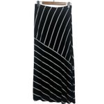 Matty M Women's Maxi Skirt Striped Black Silver Casual Elegant Size Large Photo 1