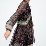 ZARA NEW FLOWY PRINTED DRESS MINI LONG SLEEVE BUTTONED SLIT CUFF WOMENS SIZE XS Photo 5