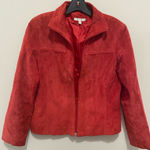 Yvonne & Marie 100% Authentic Leather Zipper Down Jacket Red Size 6 Photo 0