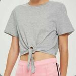 Topshop  Gray Tie Short Sleeve Crop Top Photo 0