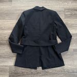 Lewit Black Pinstripe Blazer Size 4 Women’s Double Breasted with Waist Tie Photo 2