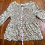 Urban Romantics Blouse Women Medium Cream Black Dotted Smock Long Sleeve Animal Photo 4
