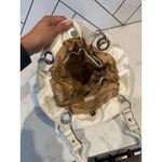 XOXO Vintage  Y2K faux leather shoulder hobo bag knotted handles shimmery white Photo 11