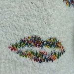 POL  Lip Sweater Rainbow Kisses Chunky V-Neck Multicolored FLAW Photo 1